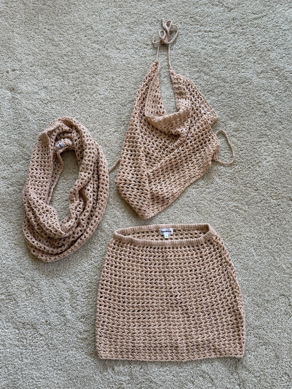 superdown Braelyn Knit Skirt Set Natural Beige Revolve Small - Picture 4 of 7